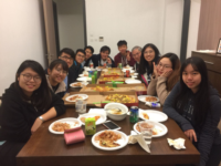 Percy (second from left) and other College students attended the Pizza Night with the Master (fourth from right). Percy is grateful to the Master for understanding and caring about students' needs and opinions.
